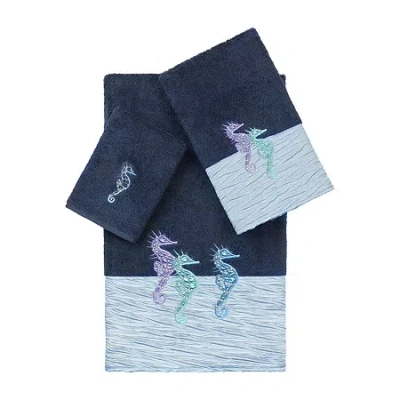 Linum Home Textiles Sofia Embellished 3-pc. Bath Towel Set In Blue