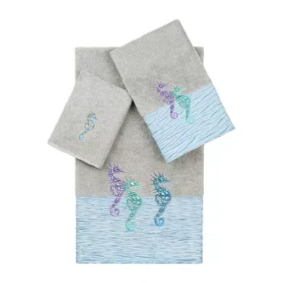 Linum Home Textiles Sofia Embellished 3-pc. Bath Towel Set In Gray