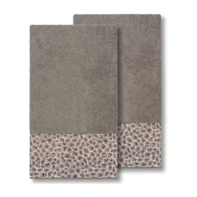 Linum Home Textiles Spots 2-pc. Embellished Cheetah Bath Towel In Gray