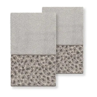 Linum Home Textiles Spots 2-pc. Embellished Hand Towel In Gray