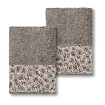 Linum Home Textiles Spots Embellished 2-pc. Embellished Washcloth In Gray