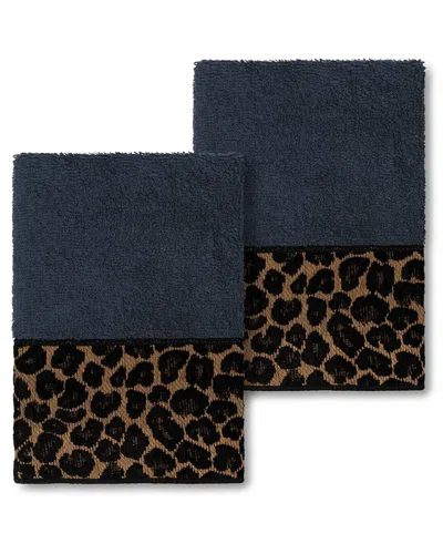 Linum Home Textiles Spots Turkish Cotton 2pc Embellished Washcloth Set In Multi