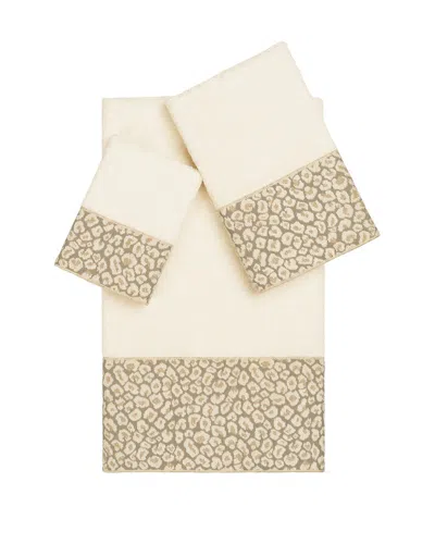 Linum Home Textiles Spots Turkish Cotton 3pc Embellished Towel Set In Gold