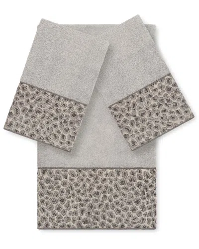 LINUM HOME TEXTILES LINUM HOME TEXTILES SPOTS TURKISH COTTON 3PC EMBELLISHED TOWEL SET