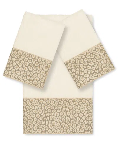 Linum Home Textiles Spots Turkish Cotton 3pc Embellished Towel Set In Neutral