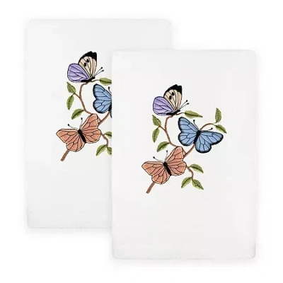 Linum Home Textiles Spring Butterfly Embroidered 2-pc. Hand Towel In White