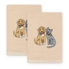 Linum Home Textiles Spring Dog Cat Embroidered 2-pc. Hand Towel In Sand