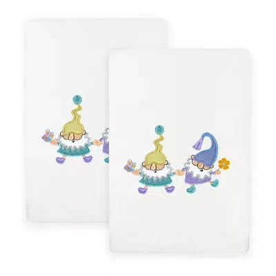 Linum Home Textiles Spring Gnomes Embroidered 2-pc. Hand Towel In White