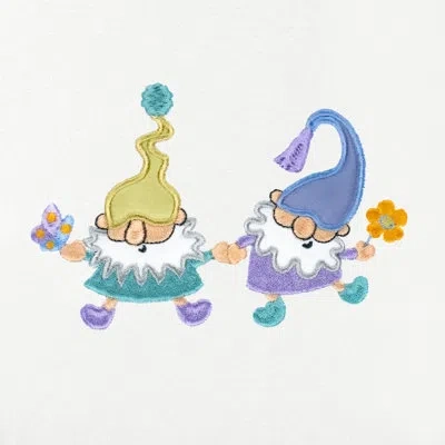 Linum Home Textiles Spring Gnomes Turkish Cotton Hand Towel In White