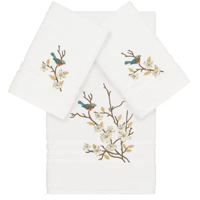 Linum Home Textiles Spring Time 3 Piece Turkish Cotton Towel Set In White