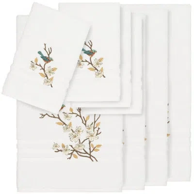 Linum Home Textiles Spring Time 8 Piece Turkish Cotton Towel Set In White