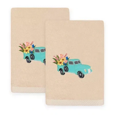 Linum Home Textiles Spring Truck Embroidered 2-pc. Hand Towel In Sand