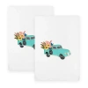 Linum Home Textiles Spring Truck Embroidered 2-pc. Hand Towel In White