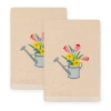 Linum Home Textiles Spring Watering Can Embroidered 2-pc. Hand Towel In Sand