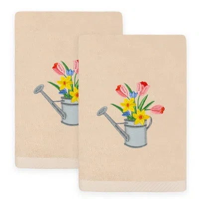 Linum Home Textiles Spring Watering Can Turkish Cotton Hand Towel In Sand