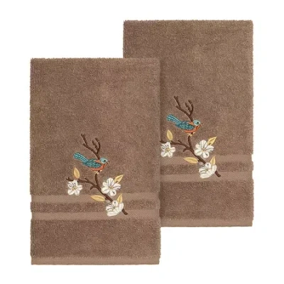 Linum Home Textiles Springtime 2-pc. Embellished Hand Towel In Brown