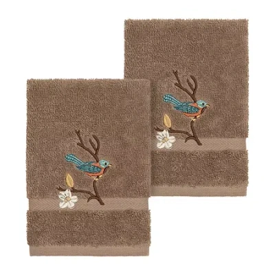 Linum Home Textiles Springtime 2-pc. Embellished Washcloth In Brown