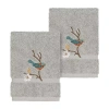 Linum Home Textiles Turkish Cotton Spring Time 2pc Embellished Washcloth Set In Gray