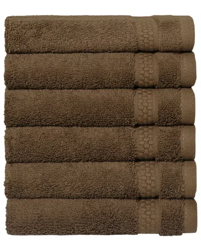 Linum Home Textiles Starlight Turkish Cotton Terry Washcloths Set In Brown