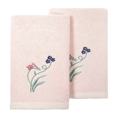 Linum Home Textiles Stella 2-pc. Embellished Fingertip Towel In Pink