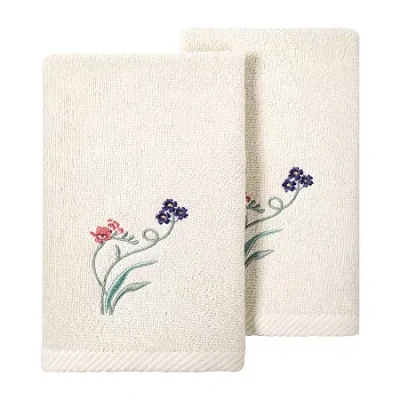 Linum Home Textiles Stella 2-pc. Embellished Fingertip Towel In White