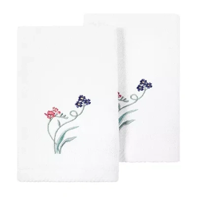 Linum Home Textiles Stella 2-pc. Embellished Fingertip Towel In White