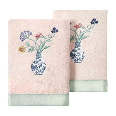 Linum Home Textiles Stella 2-pc. Embellished Hand Towel In Pink