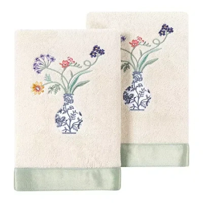 Linum Home Textiles Stella 2-pc. Embellished Hand Towel In White