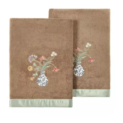 Linum Home Textiles Stella Embellished 2-pc. Bath Towel Set In Brown