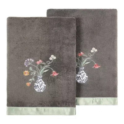 Linum Home Textiles Stella Embellished 2-pc. Bath Towel Set In Gray