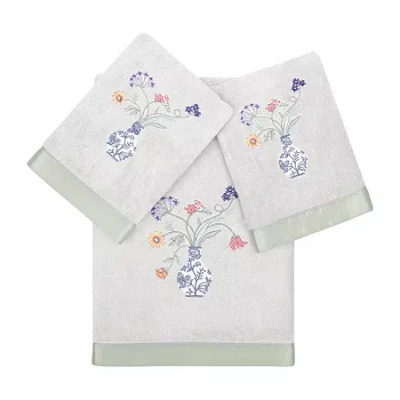 Linum Home Textiles Stella Embellished 3-pc. Bath Towel Set In Gray