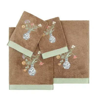 Linum Home Textiles Stella Embellished 4-pc. Bath Towel Set In Brown