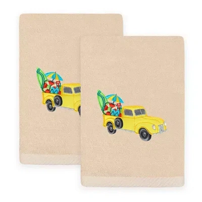 Linum Home Textiles Summer Truck Embroidered 2-pc. Hand Towel In Neutral
