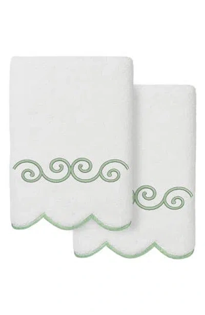 Linum Home Textiles Symmetra Scallop Set Of 2 Hand Towels In White