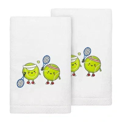 Linum Home Textiles Tennis Players 2-pc. Embellished Hand Towel In Sand