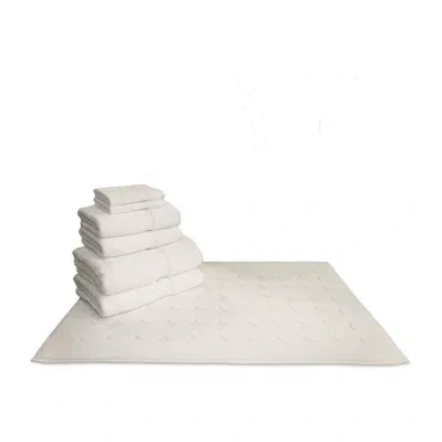 Linum Home Textiles Terry 7-pc Towel And Geometric Tubmat Set In White