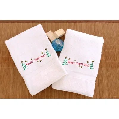 Linum Home Textiles Terry Merry Christmas Turkish Cotton Hand Towel
