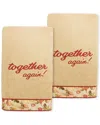 Linum Home Textiles Thanksgiving Together Again Embroidered Turkish Cotton Hand Towels (set Of 2) In Sand