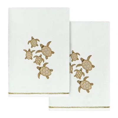 Linum Home Textiles Tortuga 2-pc. Embellished Animal Bath Towel In White