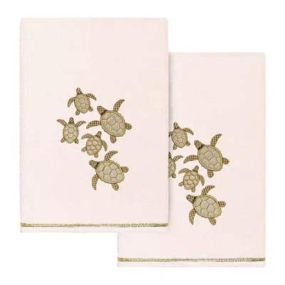Linum Home Textiles Tortuga 2-pc. Embellished Animal Bath Towel In Pink