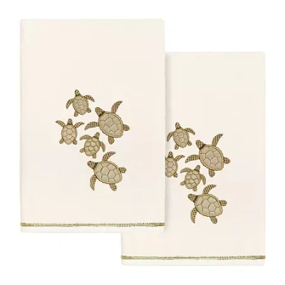 Linum Home Textiles Tortuga 2-pc. Embellished Animal Bath Towel In White