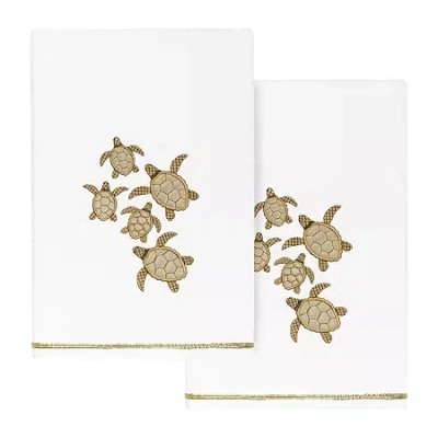 Linum Home Textiles Tortuga 2-pc. Embellished Animal Bath Towel In White