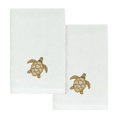 Linum Home Textiles Tortuga 2-pc. Embellished Fingertip Towel In Blue