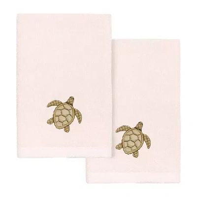 Linum Home Textiles Tortuga 2-pc. Embellished Fingertip Towel In Pink