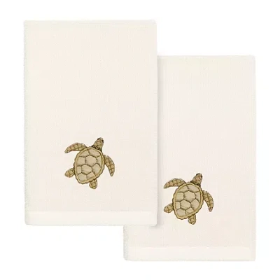 Linum Home Textiles Tortuga 2-pc. Embellished Fingertip Towel In White