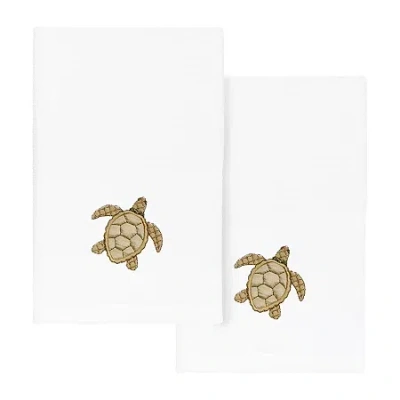 Linum Home Textiles Tortuga 2-pc. Embellished Fingertip Towel In White