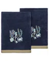 Linum Home Textiles Turkish Cotton Aaron 2pc Embellished Bath Towel Set In Blue