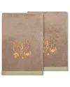 Linum Home Textiles Turkish Cotton Aaron 2pc Embellished Bath Towel Set In Brown
