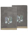 Linum Home Textiles Turkish Cotton Aaron 2pc Embellished Bath Towel Set In Charcoal