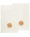 Linum Home Textiles Turkish Cotton Aaron 2pc Embellished Fingertip Towel Set In Beige